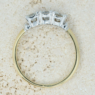 18ct Yellow Gold 1.00ct+ Emerald Cut Diamond Trilogy Ring - Size O