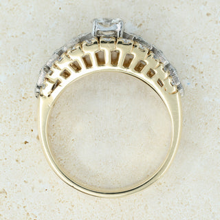 18ct Yellow & White Gold 0.50ct Diamond Three Row Chevron Band Ring - Size N