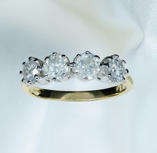 18ct Yellow Gold 2.00ct Four Stone Diamond Half Eternity Ring - Size R½