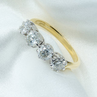 18ct Yellow Gold 2.00ct Four Stone Diamond Half Eternity Ring - Size R½