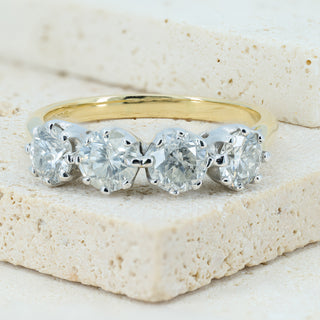 18ct Yellow Gold 2.00ct Four Stone Diamond Half Eternity Ring - Size R½