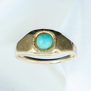 Antique 1837 15ct Yellow Gold Turquoise Signet Ring - Late Georgian