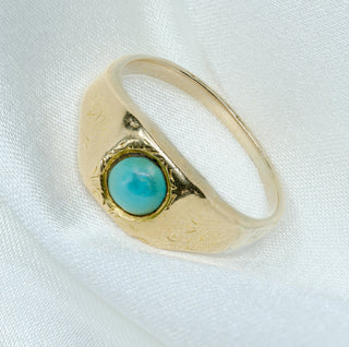 Antique 1837 15ct Yellow Gold Turquoise Signet Ring - Late Georgian