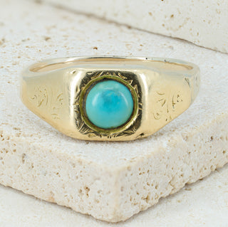 Antique 1837 15ct Yellow Gold Turquoise Signet Ring - Late Georgian