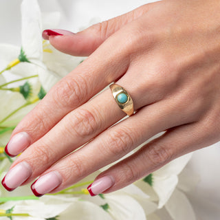 Antique 1837 15ct Yellow Gold Turquoise Signet Ring - Late Georgian