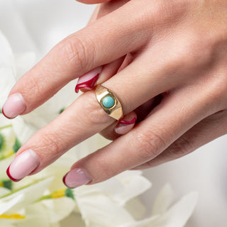 Antique 1837 15ct Yellow Gold Turquoise Signet Ring - Late Georgian