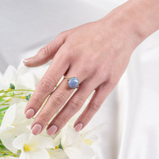 Antique 18ct Gold & Platinum Black Opal Ring – Circa Early 1900s – 5ct