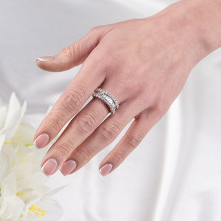 18ct White Gold Diamond Half Eternity Ring – 2.00ct – Baguette & Round Cut Cluster – Size O