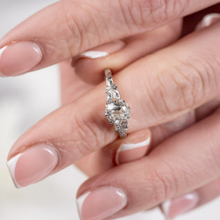 Antique 18ct White Gold & Platinum Old Cut Diamond Solitaire Ring – Approx. 1.00ct – Size M ½