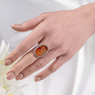Antique Platinum Diamond & Agate Intaglio Dress Ring – Old Cut Diamonds – Circa Early 1900s