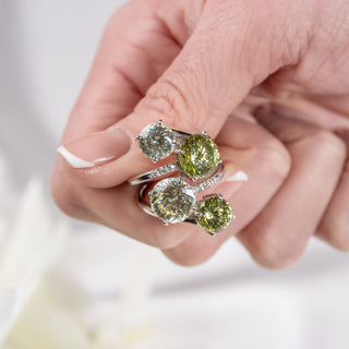 18ct White Gold Green Gemstone & Diamond Suite – Ring & Earrings Set – Bespoke