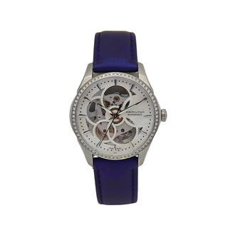 Hamilton Jazzmaster Diamond Skeleton Ladies - Automatic - 36mm - Blue Strap - Mother of Pearl Skeleton Dial (2015)