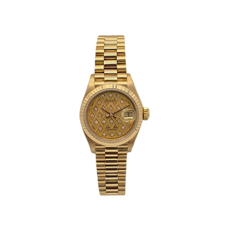 18ct Gold Rolex Lady Datejust Ref. 69178 - 26mm - Gold Pave Diamond Scatter Dial (1987)
