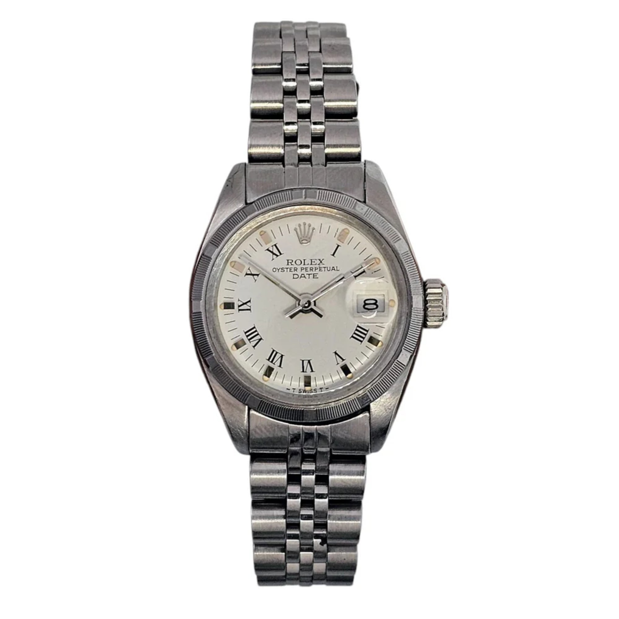 Ladies Rolex Oyster Perpetual Date 6919 26mm White Dial Steel