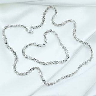 9ct White Gold Faceted Bead-Link Necklace & Bracelet Set – 18 Inch & 7½ Inch – 11.3g