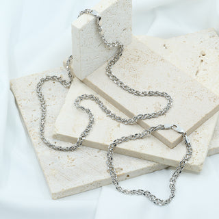 9ct White Gold Faceted Bead-Link Necklace & Bracelet Set – 18 Inch & 7½ Inch – 11.3g