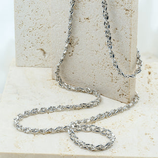 9ct White Gold Faceted Bead-Link Necklace & Bracelet Set – 18 Inch & 7½ Inch – 11.3g