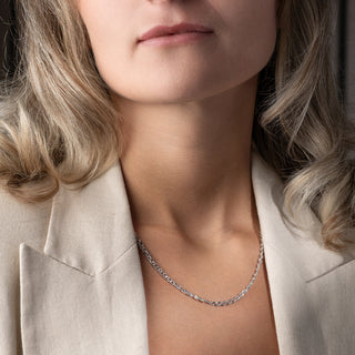 9ct White Gold Faceted Bead-Link Necklace & Bracelet Set – 18 Inch & 7½ Inch – 11.3g