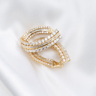 Bespoke 18ct Yellow Gold 6.5ct Diamond Twist Earrings – Natural VS–SI Diamonds