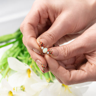 18ct Yellow Gold Diamond And Opal Trilogy Ring