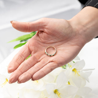 Modern 18ct Yellow Gold Diamond And Emerald 7 Stone Half Eternity Ring