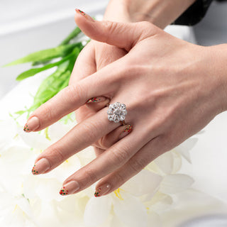 9ct White Gold Old Rose Cut 0.93ct Diamond Antique Style Cluster Ring