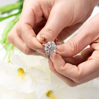 9ct White Gold Old Rose Cut 0.93ct Diamond Antique Style Cluster Ring
