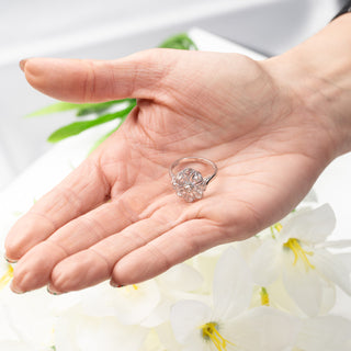 9ct White Gold Old Rose Cut 0.93ct Diamond Antique Style Cluster Ring