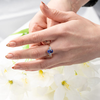18ct Yellow Gold AAA Tanzanite And Diamond Trilogy Ring -1.5ct Centre
