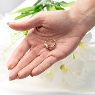 Vintage 18ct Yellow Gold 1ct Ruby & 0.55ct Diamond Cluster Ring