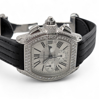 Cartier Roadster 2618 Automatic Chronograph 42mm with 'Bustdown' Natural Diamond set case