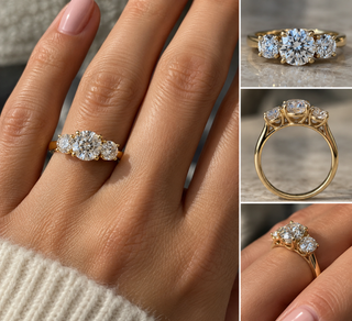 Bespoke 2.5ct Natural Diamond Trilogy Ring 18ct Yellow Gold Deposit
