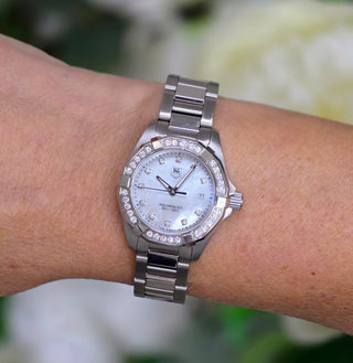 Tag Heuer Ladies Aquaracer Ref. WAY1414 - Mother of Pearl Dial, Diamond Bezel & Hour Markers - Full Set (2016)