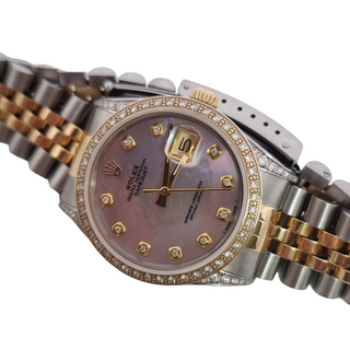 Rolex Datejust 16013 18ct And Steel Diamond Mother Of Pearl Dial and Bezel & Case