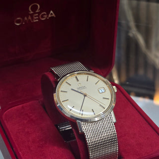 Vintage 1979 Omega 34mm Automatic 9ct Solid Gold Milanese Bracelet 68A016