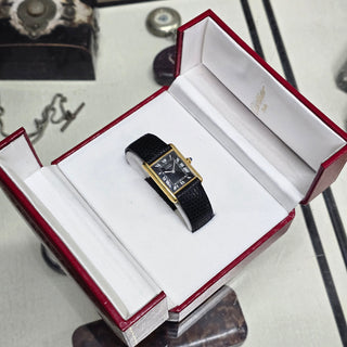 Reserved Vintage Ladies Cartier Must De Tank 22mm Crocodile Leather Strap Vermeil Silver Case
