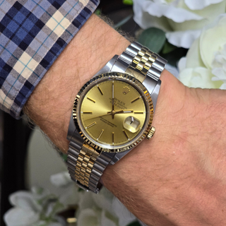 Rolex Datejust 16233 - Automatic - 36mm - Two-Tone Champagne Baton Dial (1993)