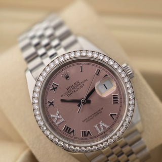 Rolex Datejust 126284RBR - Factory Diamond Bezel - 36mm - Jubilee Bracelet - Pink Diamond Roman Dial - 2021