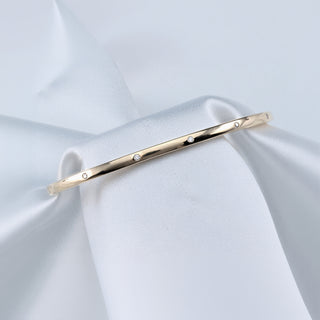 9ct Yellow Gold Diamond Set Solid Hinged Bangle