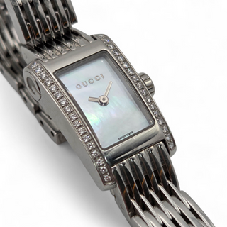 Ladies Gucci 8600L 19mm Mother of Pearl Dial Polished Stainless Steel Diamond Set