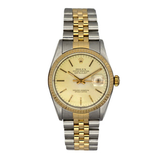 Rolex Datejust 16233 - Automatic - 36mm - Two-Tone Silver-Champagne Baton Dial (1991)