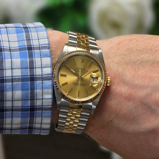 Rolex Datejust 16233 - Automatic - 36mm - Two-Tone Champagne Baton Dial (1993)