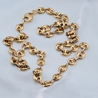 Vintage 9ct Yellow Gold Anchor Marine Link Chain Necklace