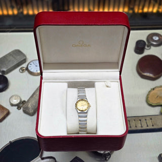 1999 Ladies Omega Constellation 1362.10.00 22mm Gold & Steel Quartz Full Set
