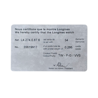 Ladies Longines Flagship Wristwatch L4.274.0.87.6 Stainless Steel Mother of Pearl Dial VS Diamond Bezel