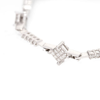 18ct White Gold Diamond 0.9ct Princess Cut Tennis Bracelet