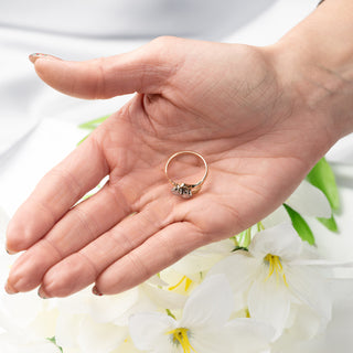 Vintage 18ct Yellow Gold Diamond Two Stone Toi Et Moi Flower Ring