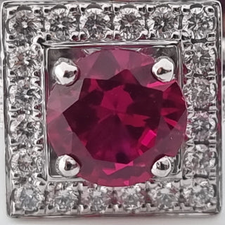 Art Deco Style 950 Platinum Diamond And Ruby Cluster Square Halo Ring