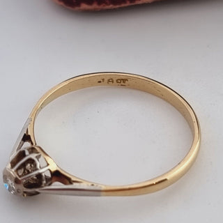 Edwardian 18ct Yellow Gold Diamond Solitaire Dainty Stacker Ring