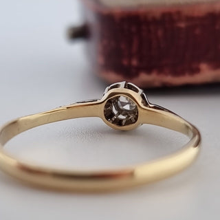 Edwardian 18ct Yellow Gold Diamond Solitaire Dainty Stacker Ring